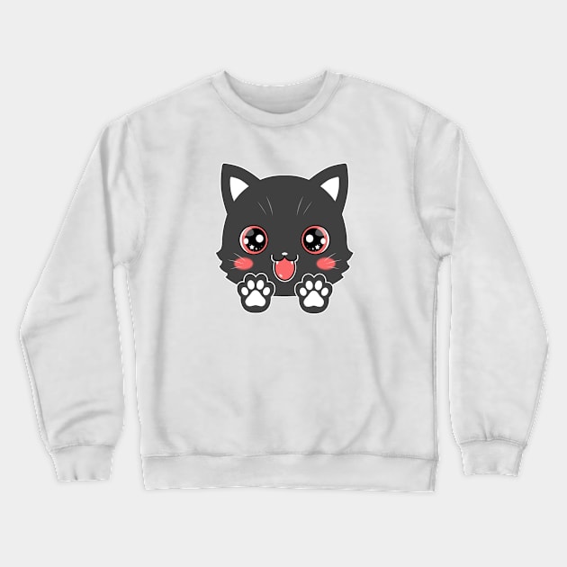 Cute Grey Cat Paw Anime Crewneck Sweatshirt by ARTIM